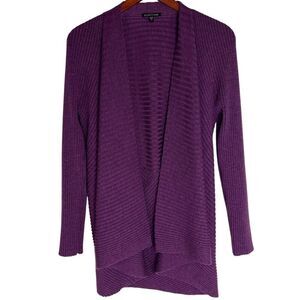 Eileen Fisher Womens 100% Merino Wool Open Front Cardigan Sweater Purple Medium